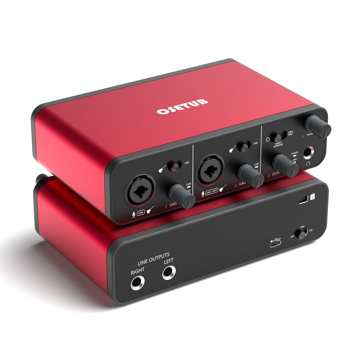 2i2 USB Audio Interface with 48V Phantom Power 24Bit/192kHz for the Musicians, Vocalist, Podcaster or Producer,USB Audio Interface Works with Most DAWs and Recording Software