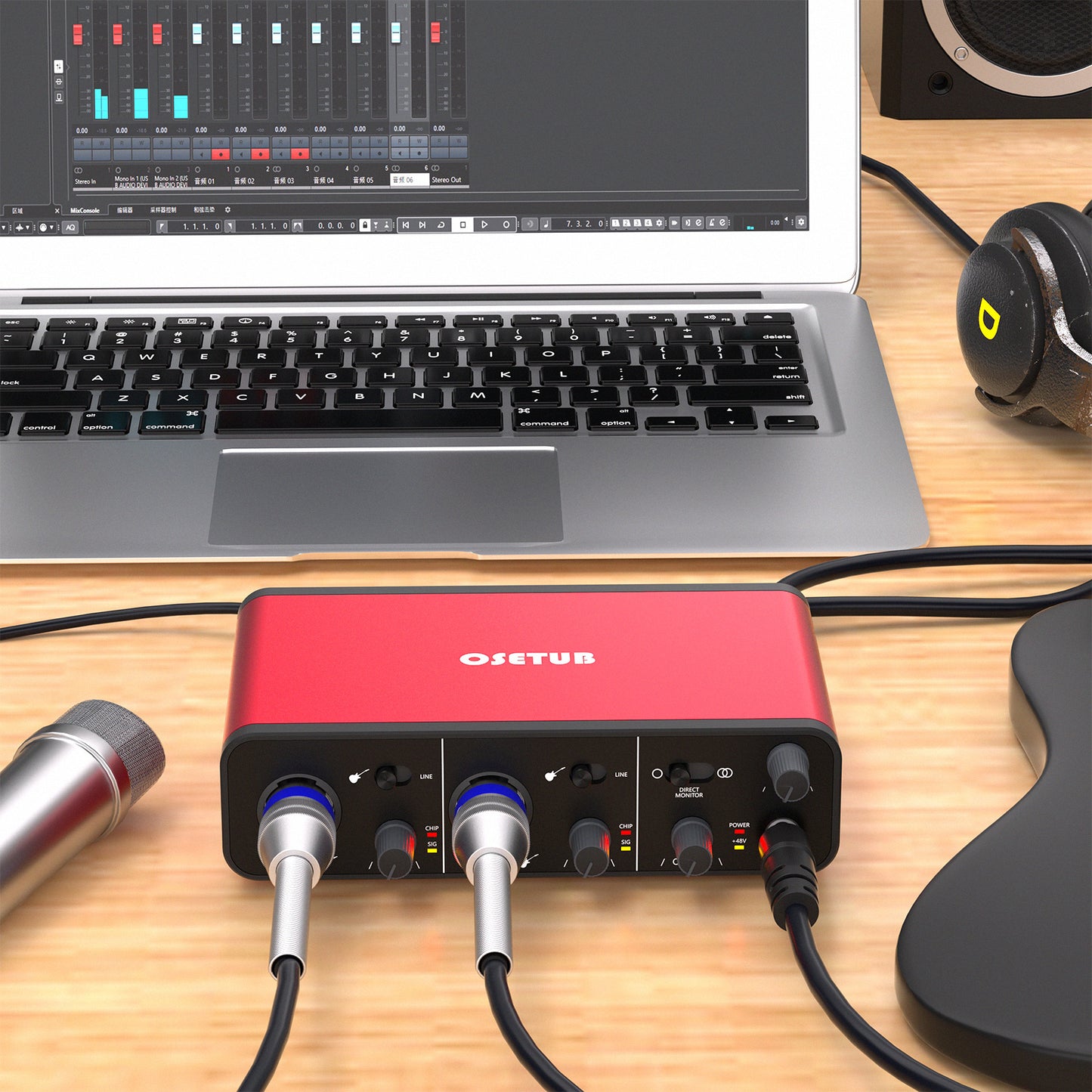 2i2 USB Audio Interface with 48V Phantom Power 24Bit/192kHz for the Musicians, Vocalist, Podcaster or Producer,USB Audio Interface Works with Most DAWs and Recording Software