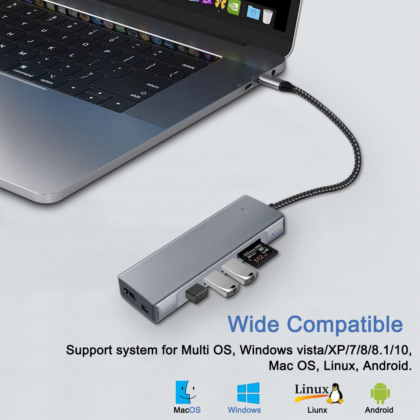 USB-C Hub with Hard Drive Enclosure,8 in 1 USB C Hub Adapter with 2.5 inch M.2 SATA SSD External Hard Drive Enclosure,4K High Definition,2 USB 3.0 Ports,SD/TF Card Readers,100W PD Compatible with MacBook Pro,XPS