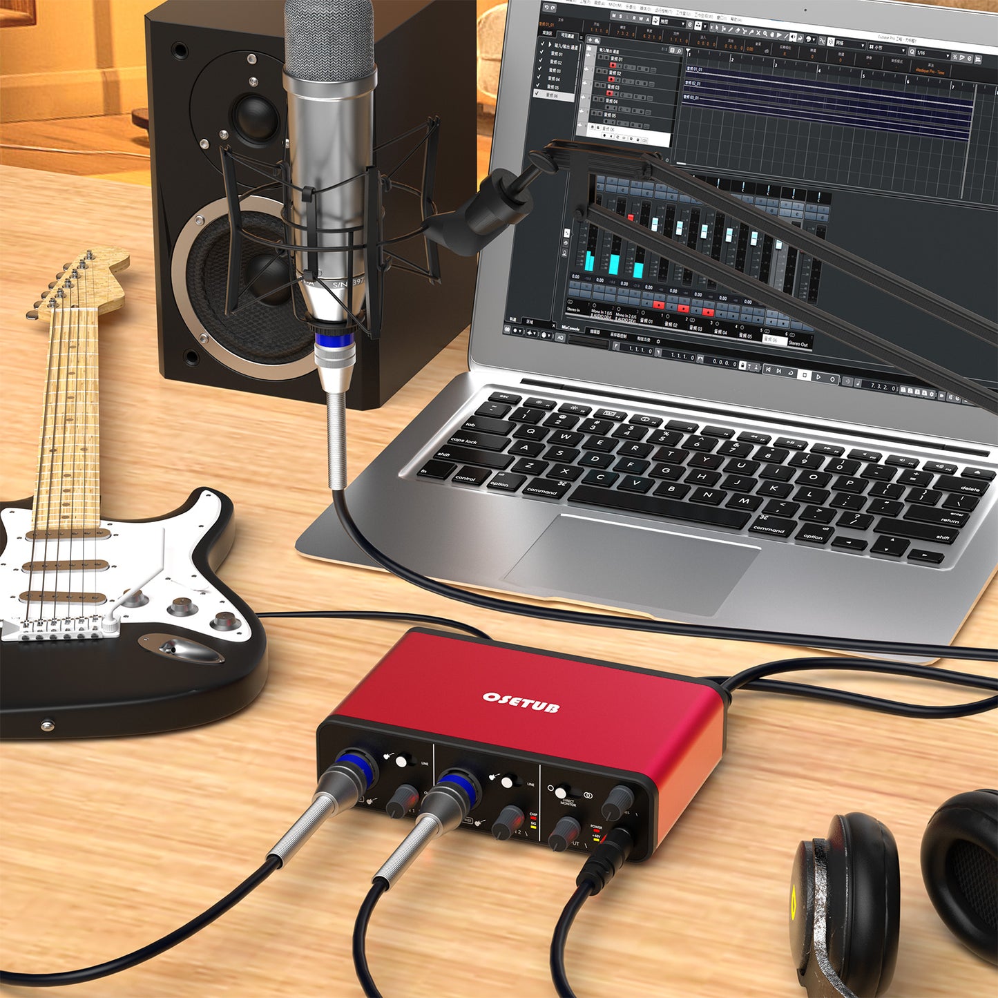 2i2 USB Audio Interface with 48V Phantom Power 24Bit/192kHz for the Musicians, Vocalist, Podcaster or Producer,USB Audio Interface Works with Most DAWs and Recording Software