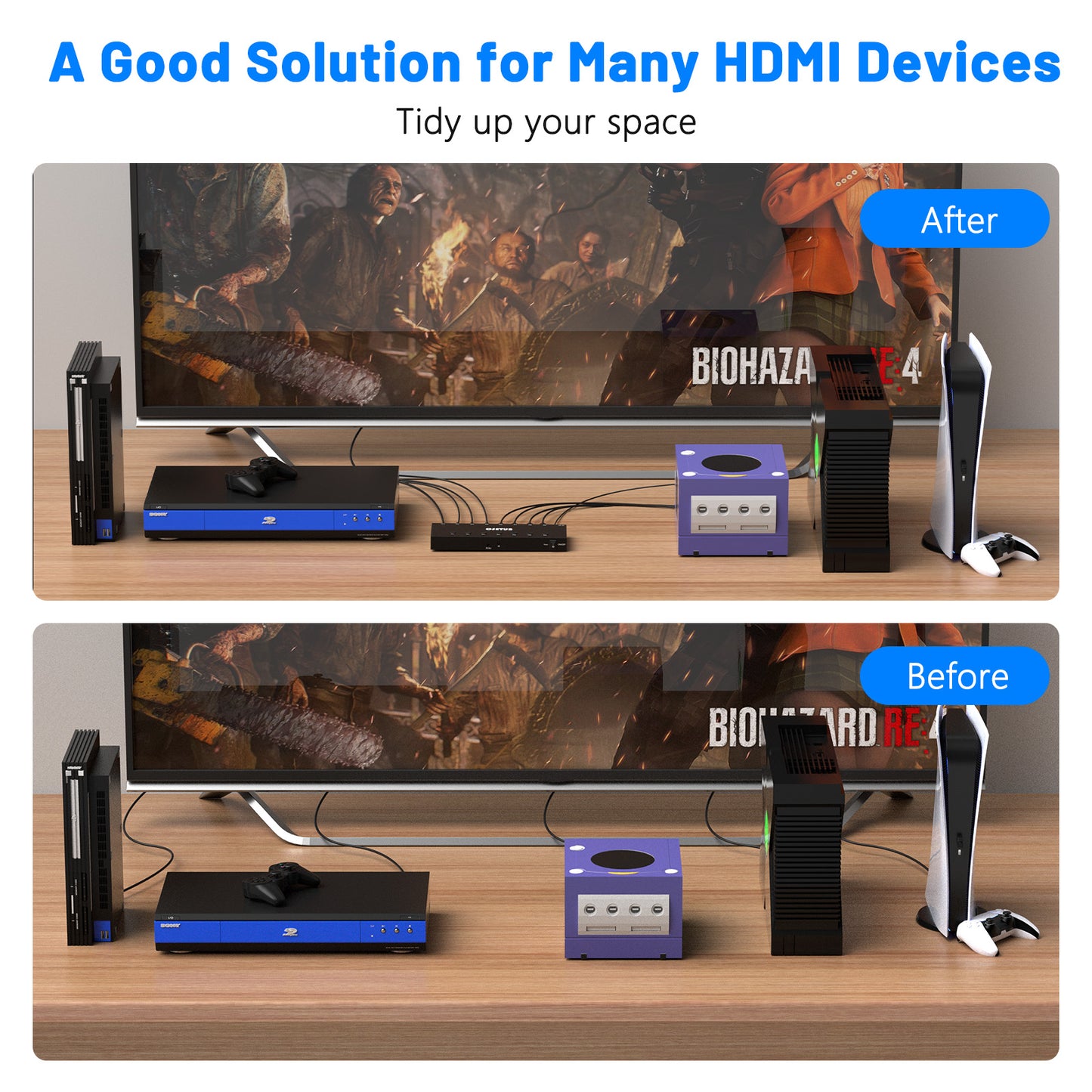 4K@60Hz 7 in 1 out HDMI Switch, 7 Port HDMI Switcher Selector Support HDR10 & HDCP 2.2 & Full 3D with IR Remote Control and ON/OFF Switch for Nintendo Switch,Xbox PS5/PS4,Fire Stick,Roku,Apple TV