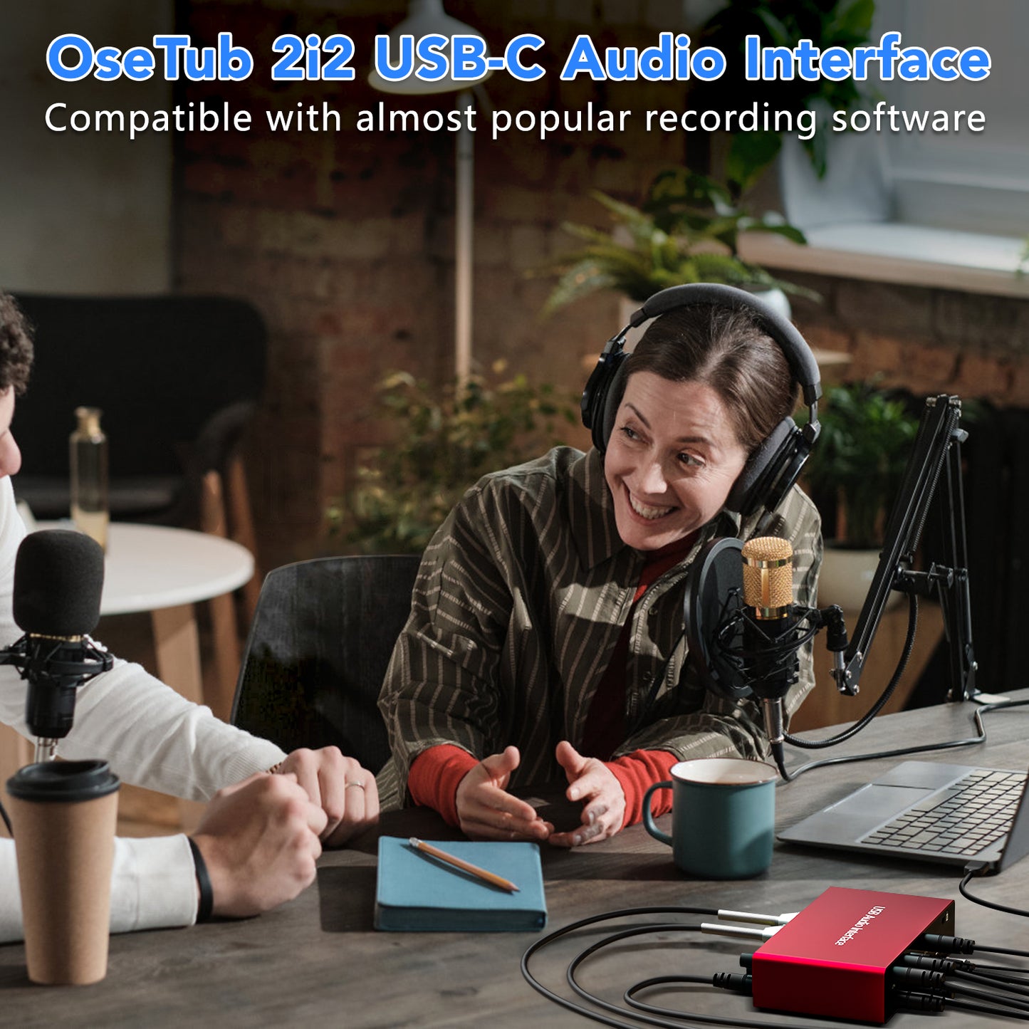 2i2 USB Audio Interface with 48V Phantom Power 24Bit/192kHz 4 Line Outputs & 2 Line Inputs for the Musicians, Vocalist, Podcaster or Producer,USB Audio Interface Works with Most DAWs and Recording Software