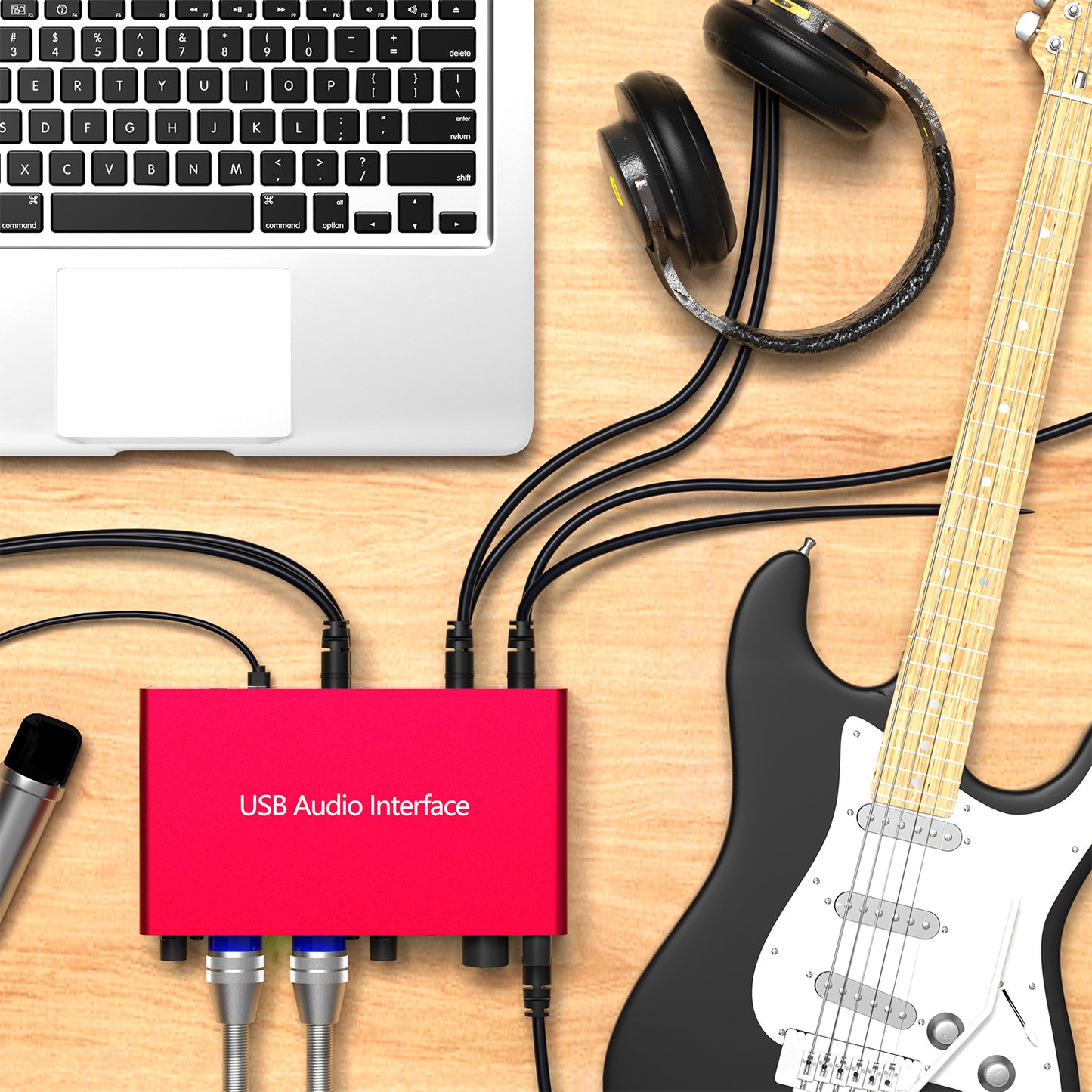 2i2 USB Audio Interface with 48V Phantom Power 24Bit/192kHz 4 Line Outputs & 2 Line Inputs for the Musicians, Vocalist, Podcaster or Producer,USB Audio Interface Works with Most DAWs and Recording Software