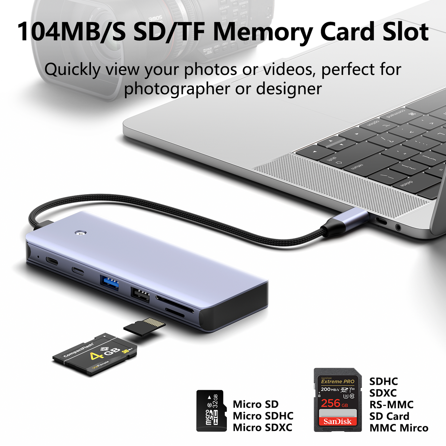 USB C Hub M.2 NVMe SSD Enclosure, 7 in 1 USB C Hub Multiport Adapter Fits PCIe 3.0 NVMe M.2 SSD, with 10Gbps 3.1 Gen2,10Gbps USB-C,100W PD,USB 2.0 Compatible with MacBook Pro and Type-C Devices
