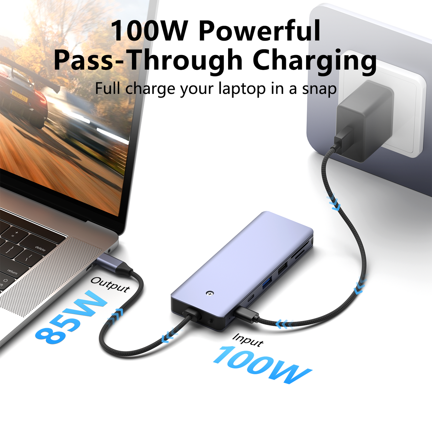 USB C Hub M.2 NVMe SSD Enclosure, 7 in 1 USB C Hub Multiport Adapter Fits PCIe 3.0 NVMe M.2 SSD, with 10Gbps 3.1 Gen2,10Gbps USB-C,100W PD,USB 2.0 Compatible with MacBook Pro and Type-C Devices