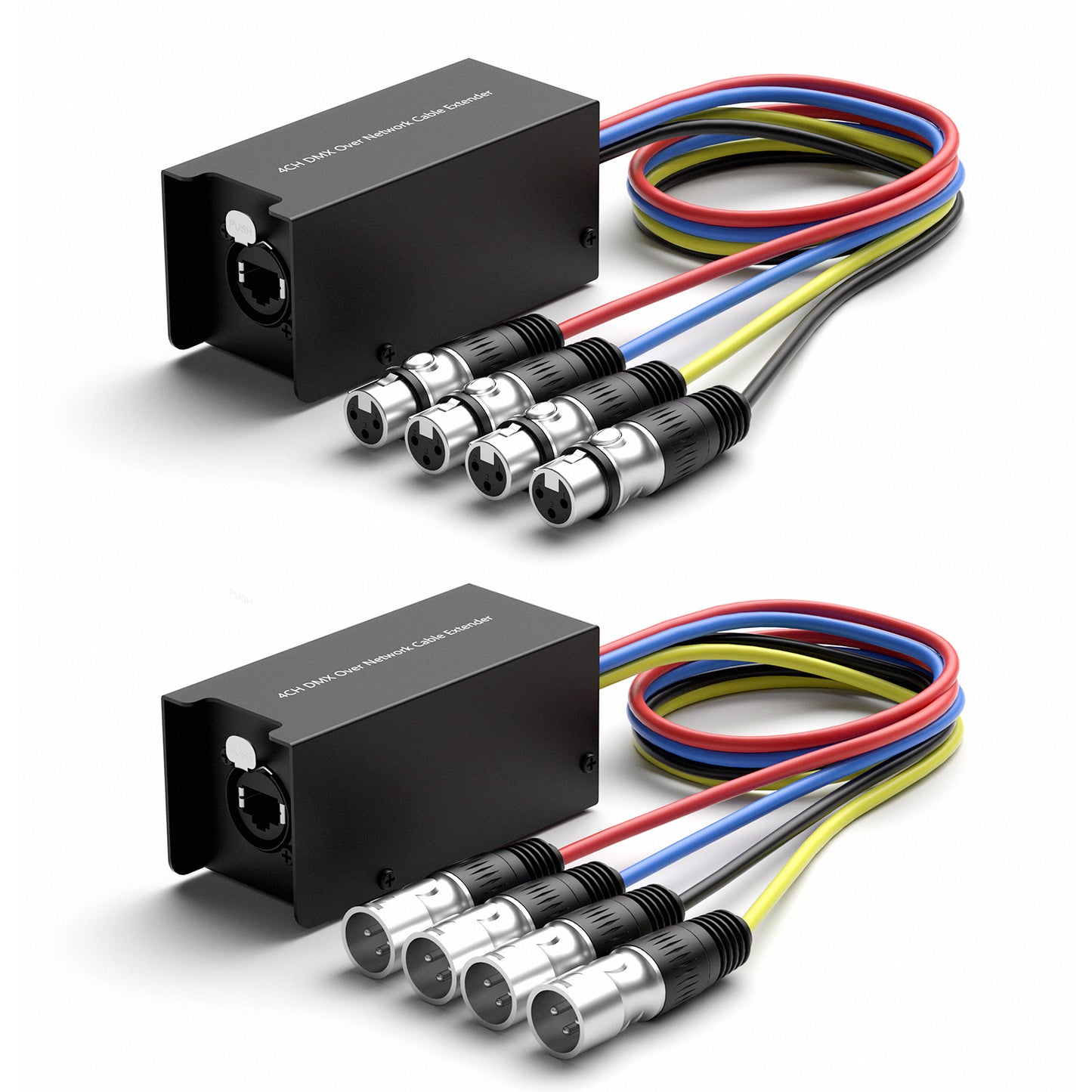 4 Channel 3-Pin 3.3 FT Multi Network XLR Cable Male and Female to Single Ethercon — XLR, AES, DMX Over RJ45 Cat5/Cat6, Multi Network Snake Receiver for Stage Performances, Recording Studios, and More