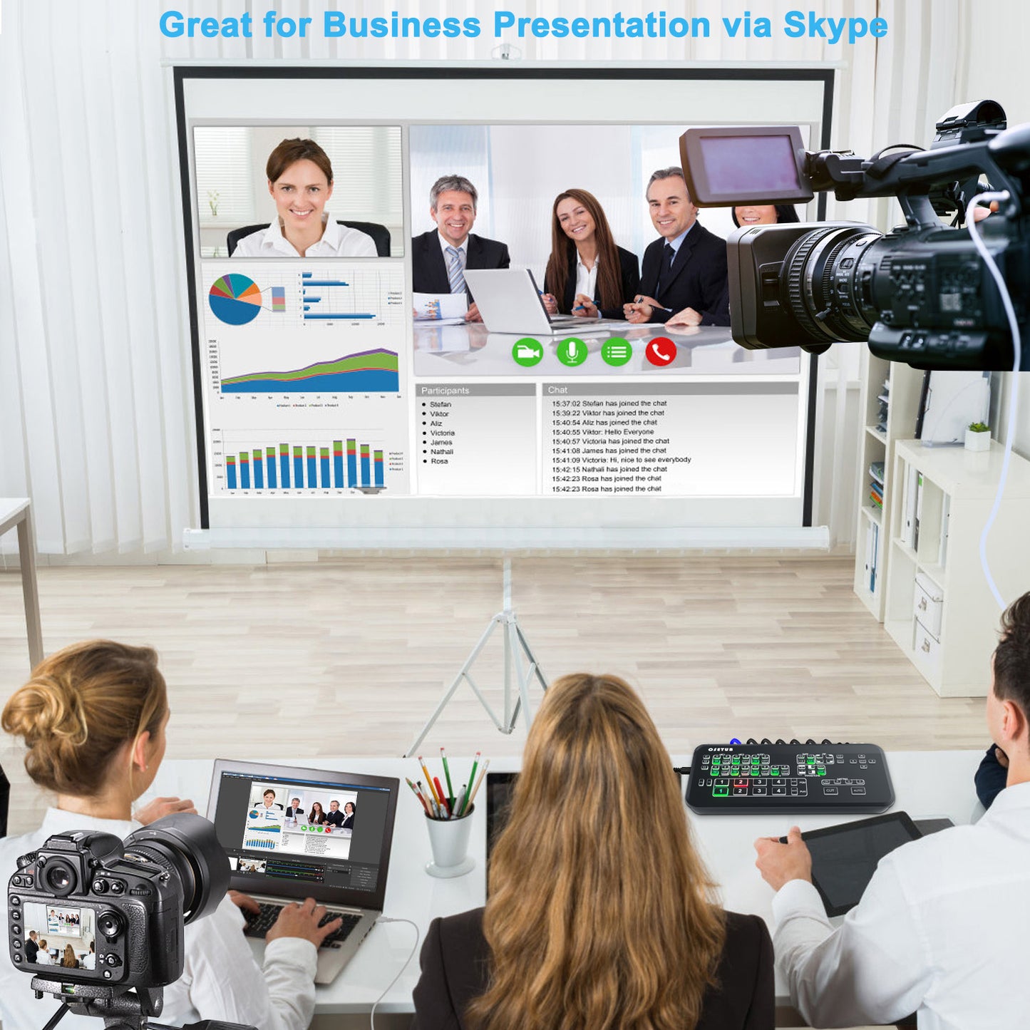 Mini High Definition Live Stream Switcher, Multi-Cam Video Mixer Switcher, 4 x High Definition Inputs Real Time Multi-Format Live Streaming Production for Wedding, Business Presentations, Esport