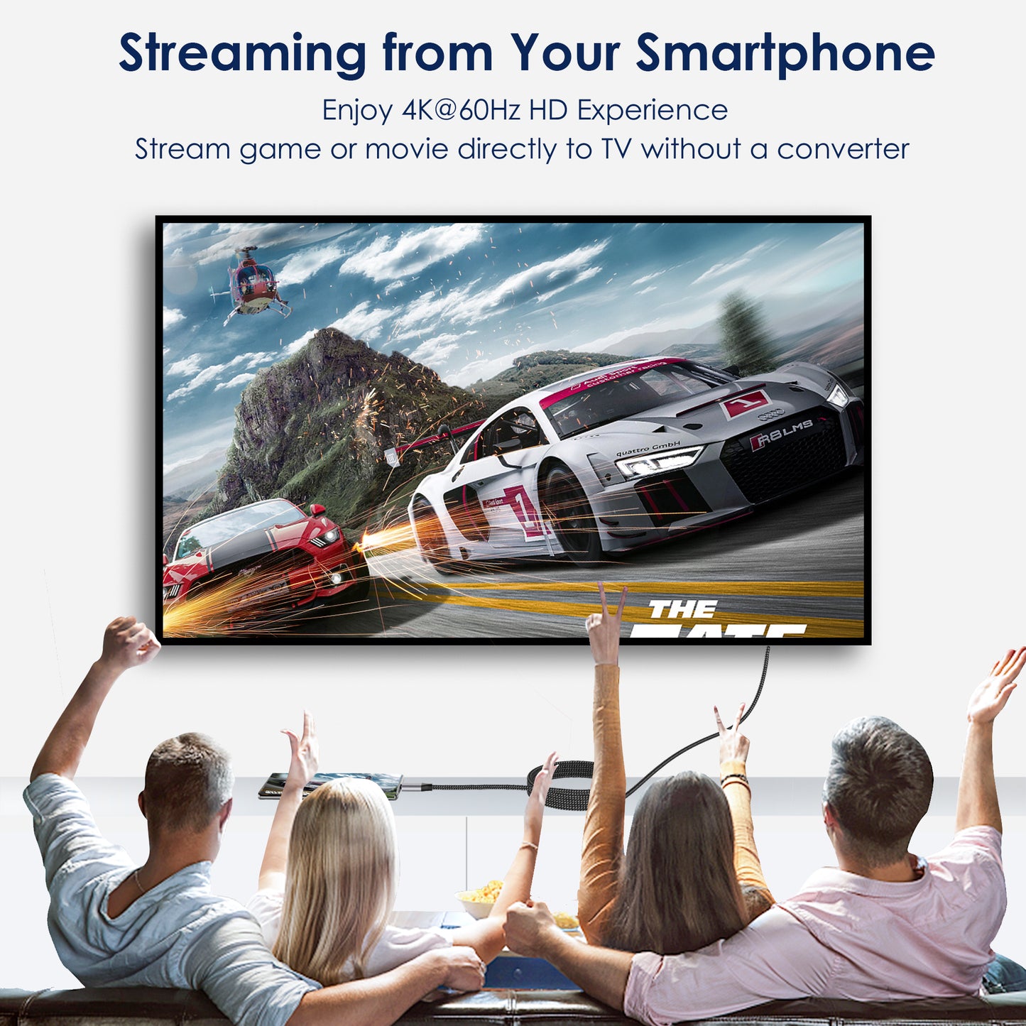 USB C to High Definition Cable 4K 60HZ, 6.6ft USB Type C to High Definition Cable for Home Office Connect Laptop and Phone to TV Compatible with MacBook Pro/MacBook Air M1 2020, iPad Pro 2021, Dell XPS 13/15 and More