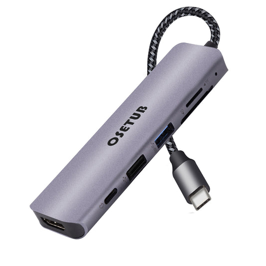 USB C Hub, 6 in 1 USB C to High Definition Multiport Adapter, USB C Dongle with 4K High Definition, USB 3.0/2.0 Port, 100W PD, SD/TF Card Readers Compatible with MacBook Pro/MacBook Air M1 2020 and More Type C Devices