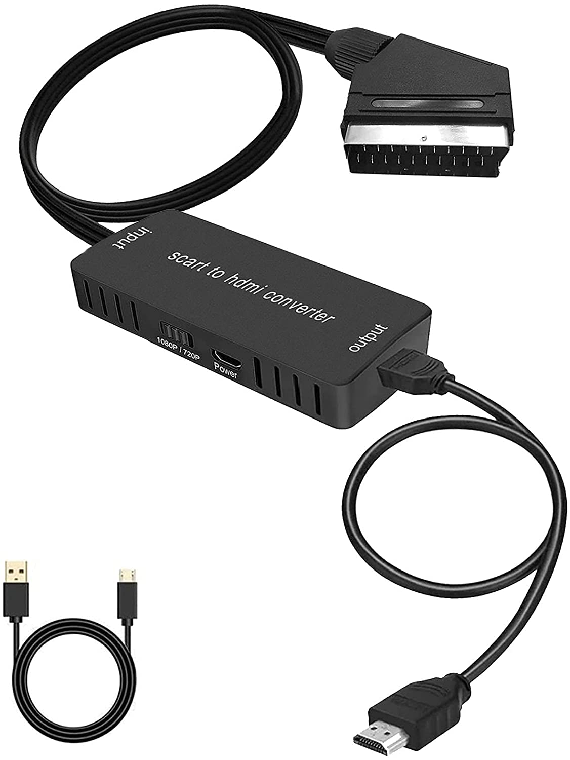 SCART to High Definition Converter, Upgraded 2 in 1 Scart to High Definition Cable with High Definition Cable,Support 720P/1080P Output,Scart Video Audio Converter for HDTV Monitor Projector STB VHS Xbox DVD Player