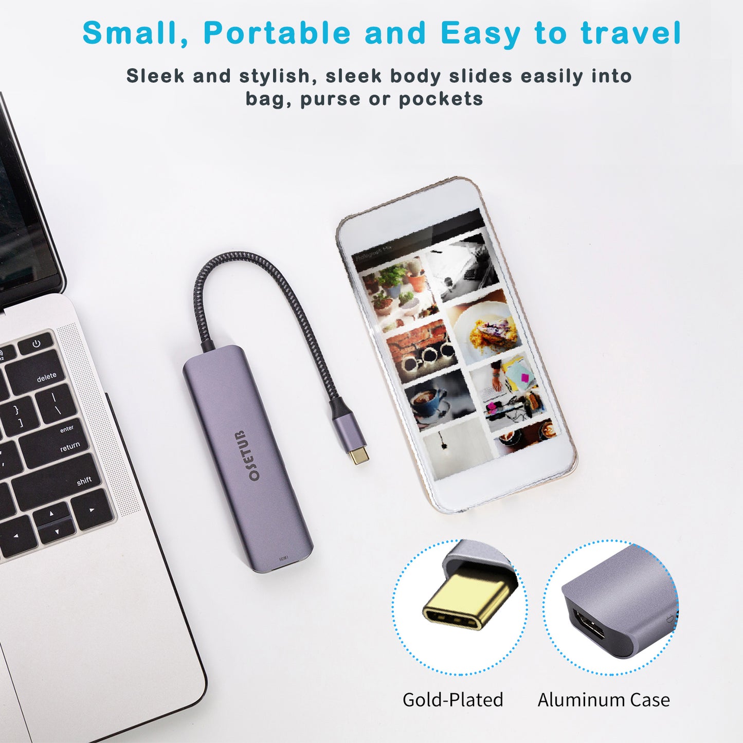 USB C Hub, 6 in 1 USB C to High Definition Multiport Adapter, USB C Dongle with 4K High Definition, USB 3.0/2.0 Port, 100W PD, SD/TF Card Readers Compatible with MacBook Pro/MacBook Air M1 2020 and More Type C Devices