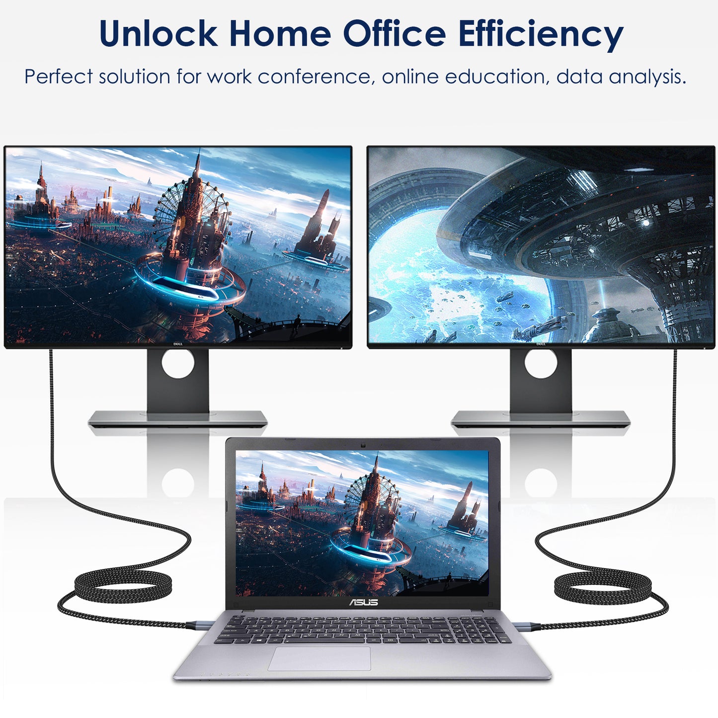 USB C to High Definition Cable 4K 60HZ, 6.6ft USB Type C to High Definition Cable for Home Office Connect Laptop and Phone to TV Compatible with MacBook Pro/MacBook Air M1 2020, iPad Pro 2021, Dell XPS 13/15 and More