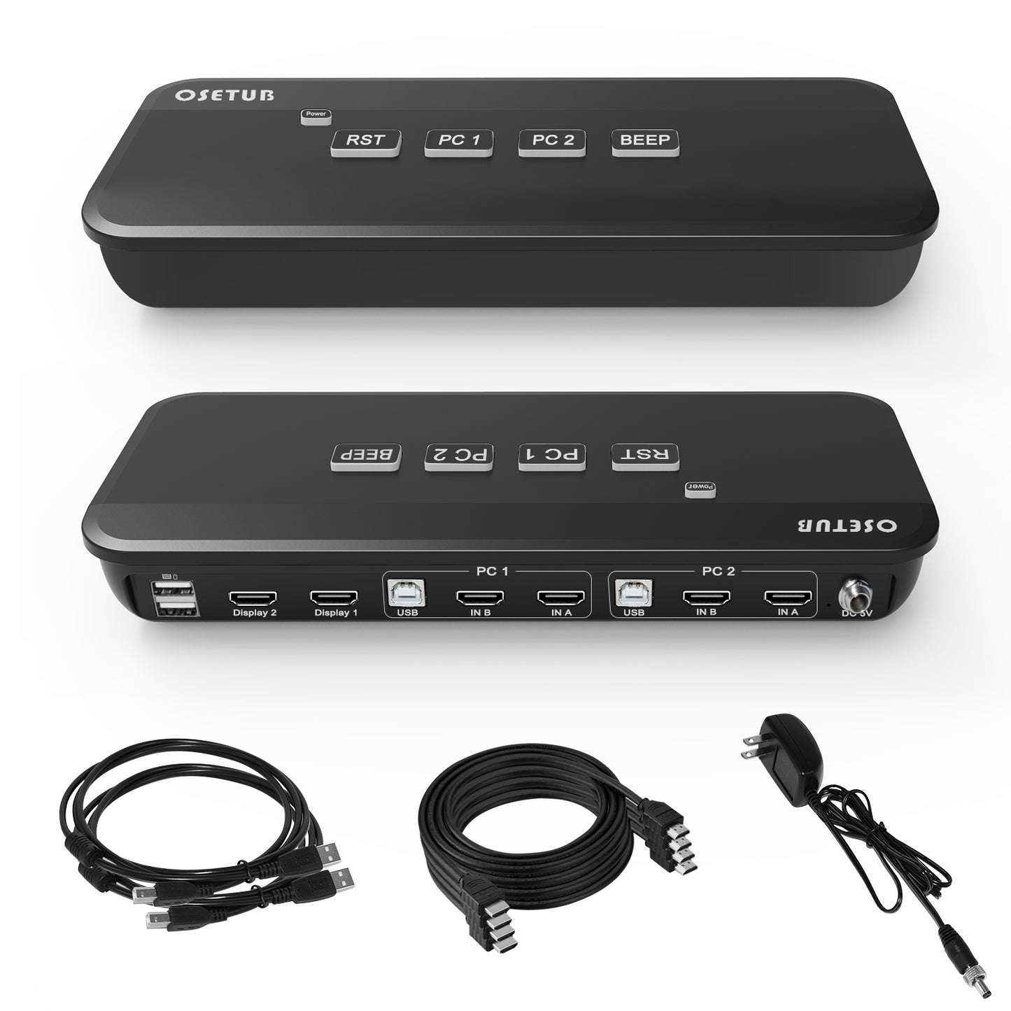 High Definition KVM Switch Dual Monitor, 2 Port KVM Switch Dual Monitor Keyboard Video Mouse Peripherals Switcher with 2 USB 2.0 Hub for 2 Monitors 2 Computers