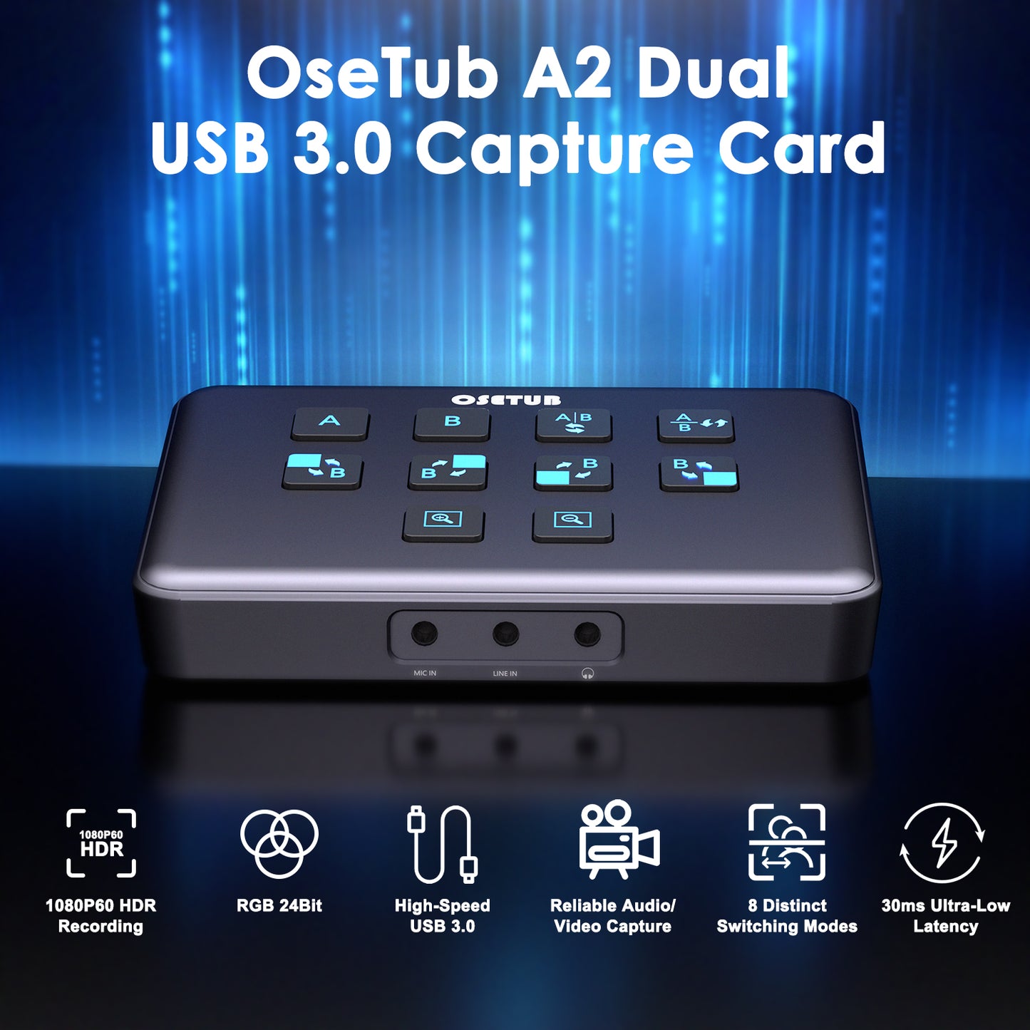 External Capture Card, Dual-Channel Audio Video External Camera Capture Card Stream and Record in 1080P/60fps Compatible with Xbox Series X/S, PS5/PS4/Pro, Nintendo Switch on OBS, Zoom and PC/Mac