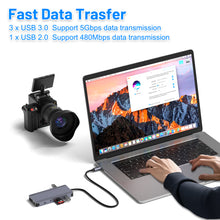 Load image into Gallery viewer, 12 in 1 USB-C Hub with M.2 NVMe/SATA SSD Enclosure, USB C Hub Adapter Fits PCIe 3.0 NVMe M.2 SSD, 2.5-inch SATA HDD with 4K/60Hz HDMI,5Gbps USB 3.0,5Gbps USB-C Port,RJ45,3.5mm Audio Jack,SD/Micro SD,100W PD Compatible with MacBook Pro,XPS,Windows
