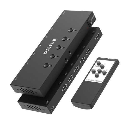 4K@60Hz 5 in 1 out HDMI Switch, 5 Port HDMI Switcher Selector Support HDR10 & HDCP 2.2 & Full 3D with IR Remote Control and ON/OFF Switch for Nintendo Switch,Xbox PS5/PS4,Fire Stick,Roku,Apple TV