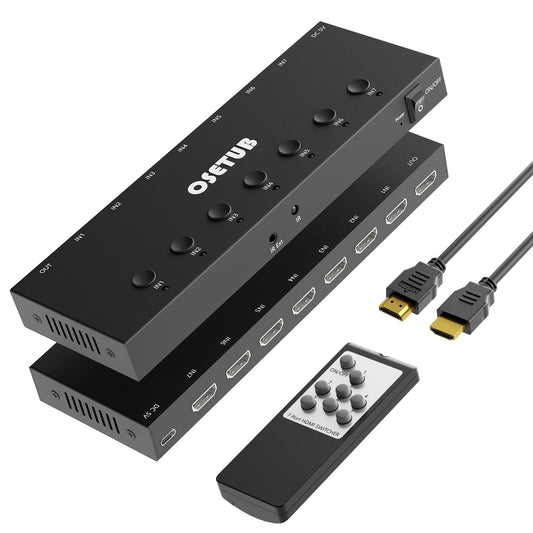 4K@60Hz 7 in 1 out HDMI Switch, 7 Port HDMI Switcher Selector Support HDR10 & HDCP 2.2 & Full 3D with IR Remote Control and ON/OFF Switch for Nintendo Switch,Xbox PS5/PS4,Fire Stick,Roku,Apple TV