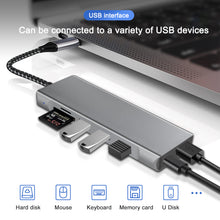 Load image into Gallery viewer, USB-C Hub with Hard Drive Enclosure,8 in 1 USB C Hub Adapter with 2.5 inch M.2 SATA SSD External Hard Drive Enclosure,4K High Definition,2 USB 3.0 Ports,SD/TF Card Readers,100W PD Compatible with MacBook Pro,XPS
