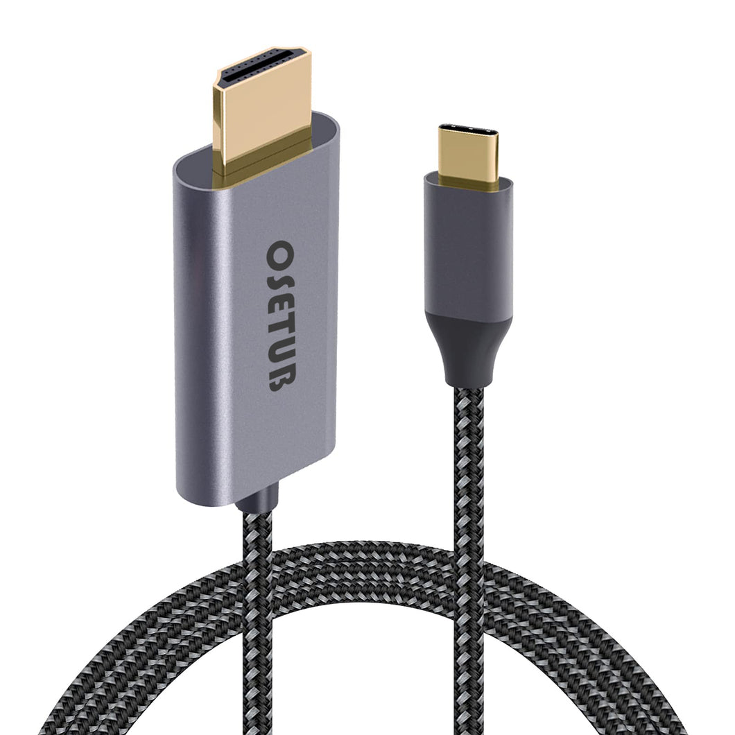 USB C to High Definition Cable 4K, USB Type C to High Definition Cable Adapter High Speed Braided Cord Compatible with 2020 MacBook Pro/Air, iPad Pro 2020, Samsung S9 S10, Lenovo, Dell, ASUS, HP Chromebook and More