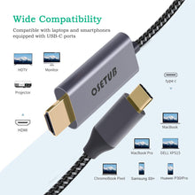 Load image into Gallery viewer, USB C to High Definition Cable 4K, USB Type C to High Definition Cable Adapter High Speed Braided Cord Compatible with 2020 MacBook Pro/Air, iPad Pro 2020, Samsung S9 S10, Lenovo, Dell, ASUS, HP Chromebook and More
